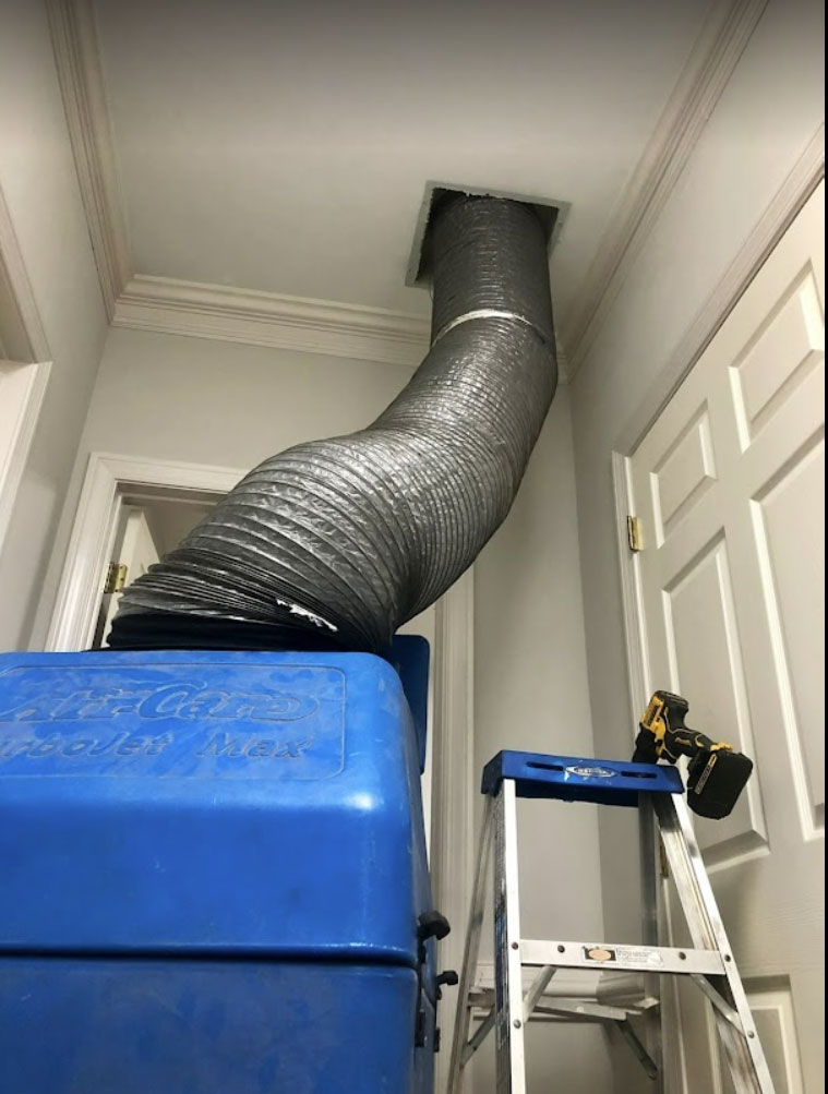 Air Duct Cleaning Machine in Action Inside Residential Home